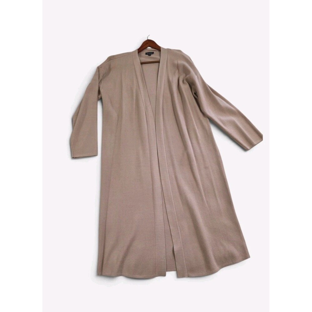 The Limited Classic Knit Open Front Long Duster Cardigan Sweater Camel Large